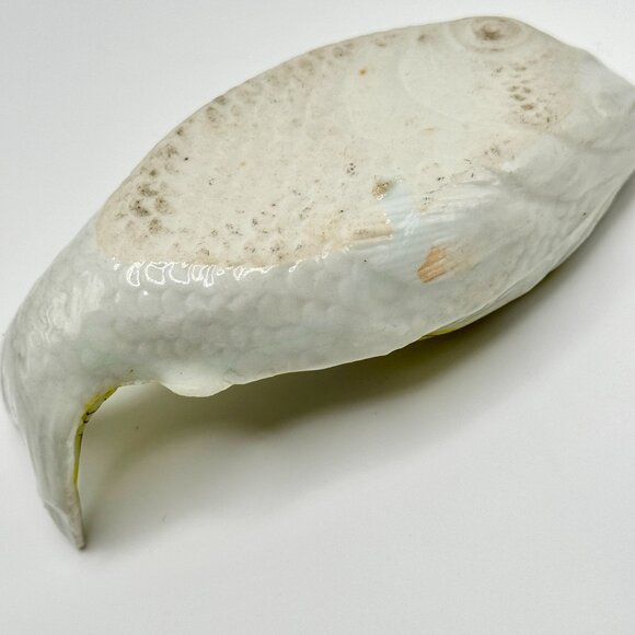 Antique Chinese Hand-Painted Fish Shaped Ceramic Dish Qing Dynasty Yellow - Picture 9 of 10